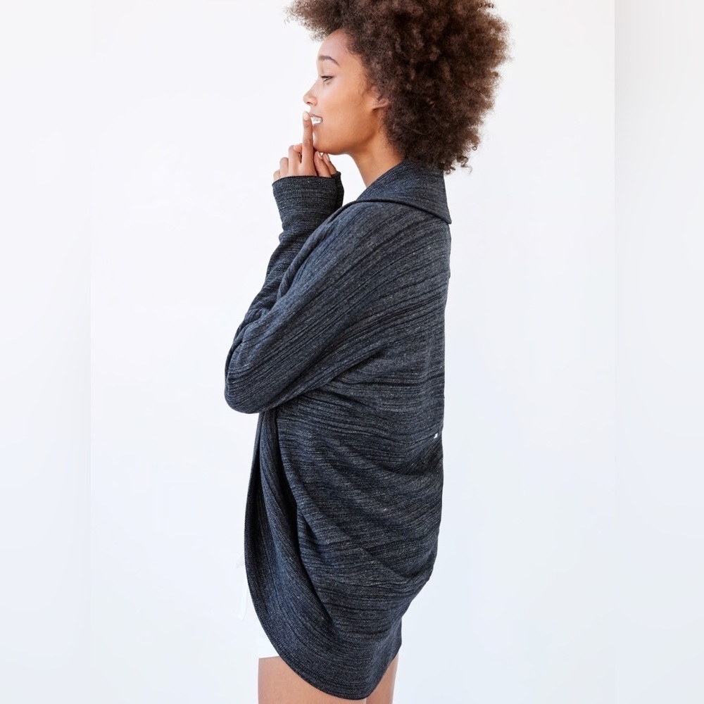 WILFRED Women’s Diderot Open-Front Cocoon Long Sleeve Cardigan, Grey - Small